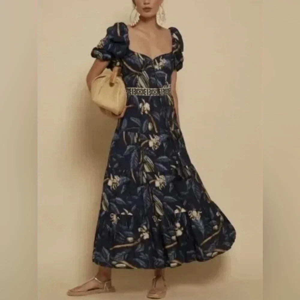$1350 New Johanna Ortiz Botanical Heritage Long Floral Crepe Dress - Picture 15 of 15